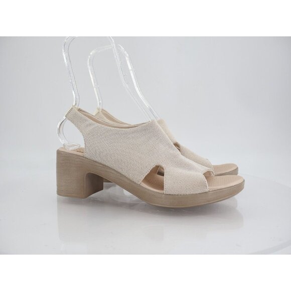 BZees Women's Eden Slingback Strappy Sandals Beige Gold Lame Fabric Size 11M - Picture 1 of 12
